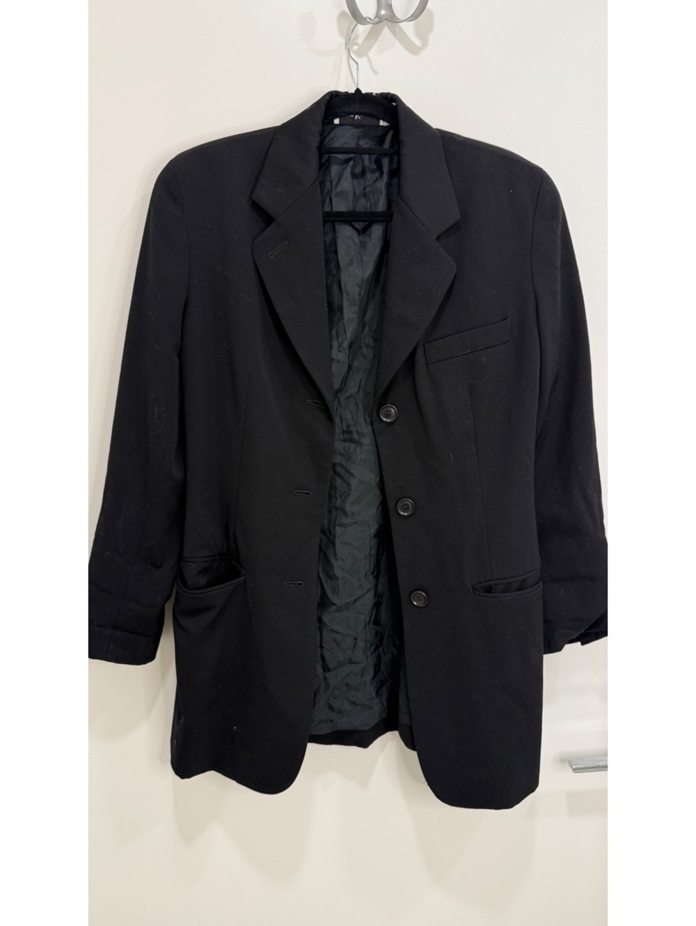 Vintage Anne Klein II Black Wool Blazer Oversized Boyfriend 80s 90s Power Jacket